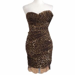 NWT BCBGMAXAZRIA BOVARY LEOPARD STRAPLESS BODYCON COCKTAIL DRESS - 2